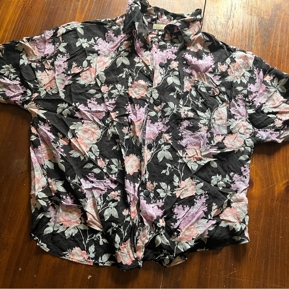 Floral Black and Pink Shirt
